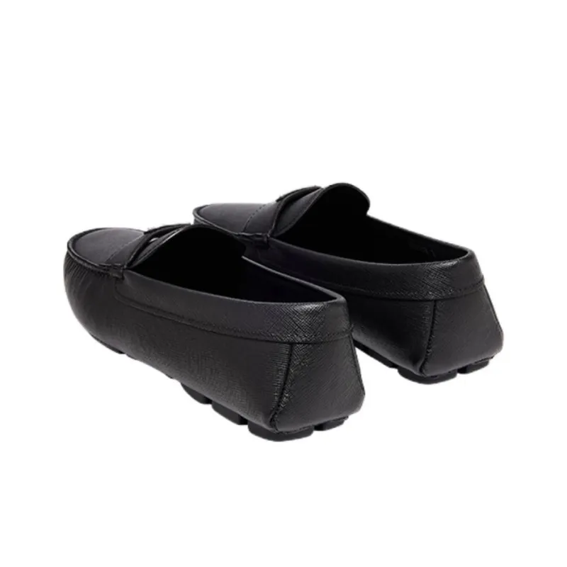 PRADA Triangle-logo Leather Loafers-3