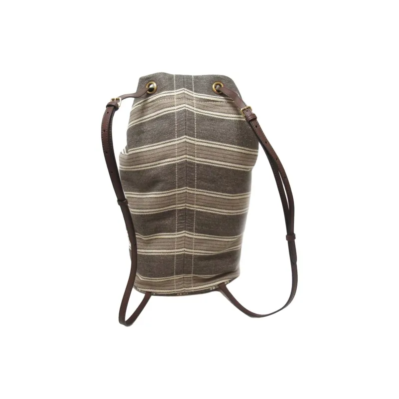 CELINE Canvas Backpack Women's Gray/Brown-3