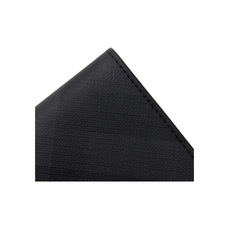 Burberry International Bifold Wallet London Check And Leather 8 Card Slot Dark Charcoal-6