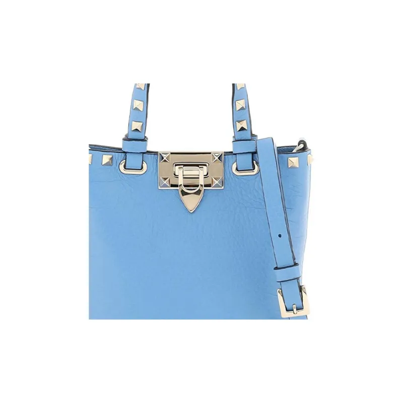 Valentino Rockstud Calfskin Bucket Bag Shoulder Bags Handbags Mini Women's Light Blue-4