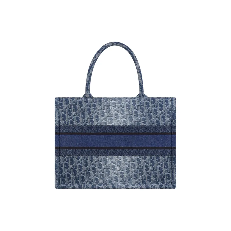 DIOR Embroidery Tote Bag, Shopping Bag, Handbag Medium Size Women's Gradient Blue-2