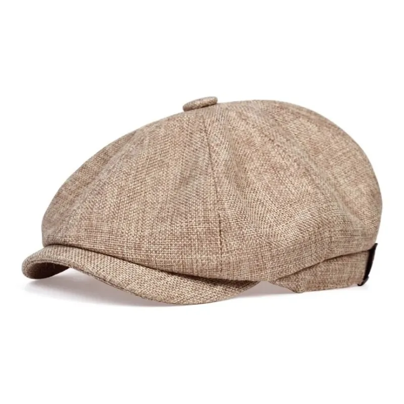 AAJF Linen Octagonal Cap Spring Summer Thin Breathable Baseball Cap Men's Vintage Beret Painter Beret Men's-3