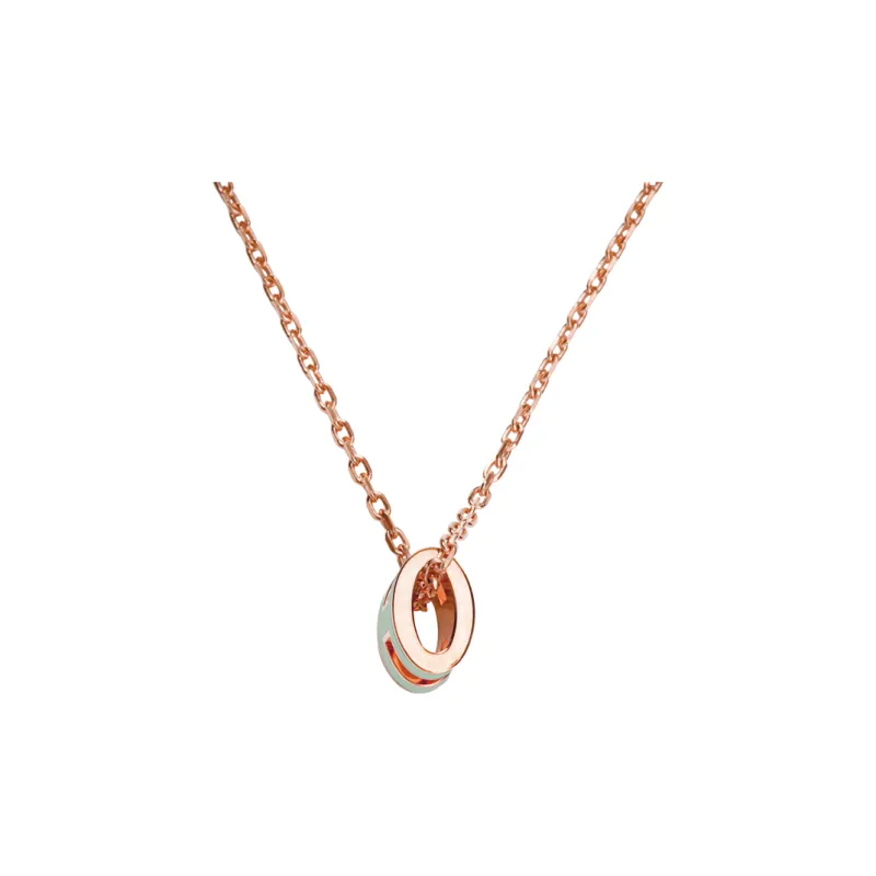 HERMES POP H Collection Gold Plated Necklaces Women's Pendant Bubble Green, Chain Rose Gold-1