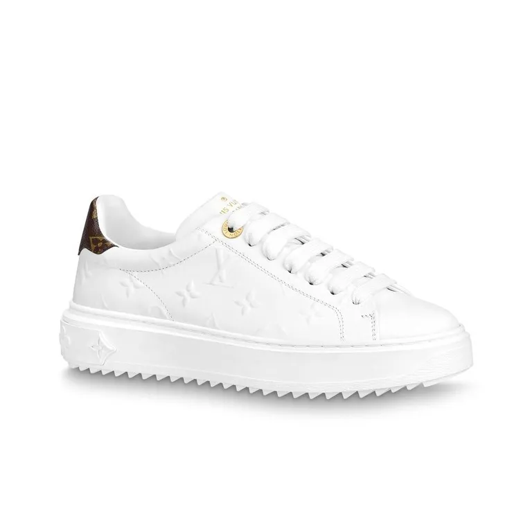 LOUIS VUITTON Time Out Sneakers 'White Monogram With Brown' Women's-1
