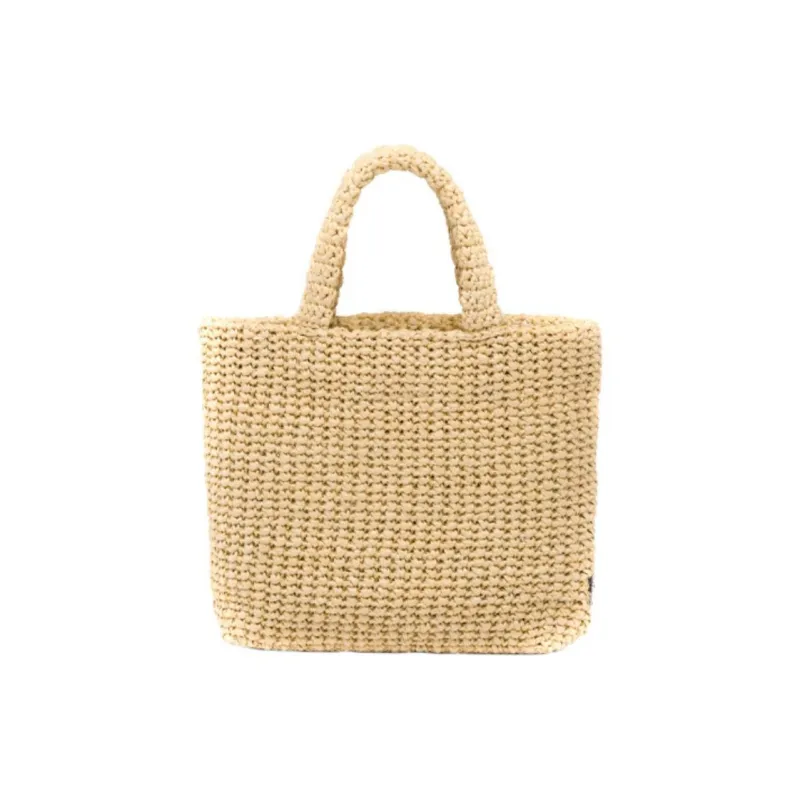 PRADA Raffia Tote Bag Small Tan-2