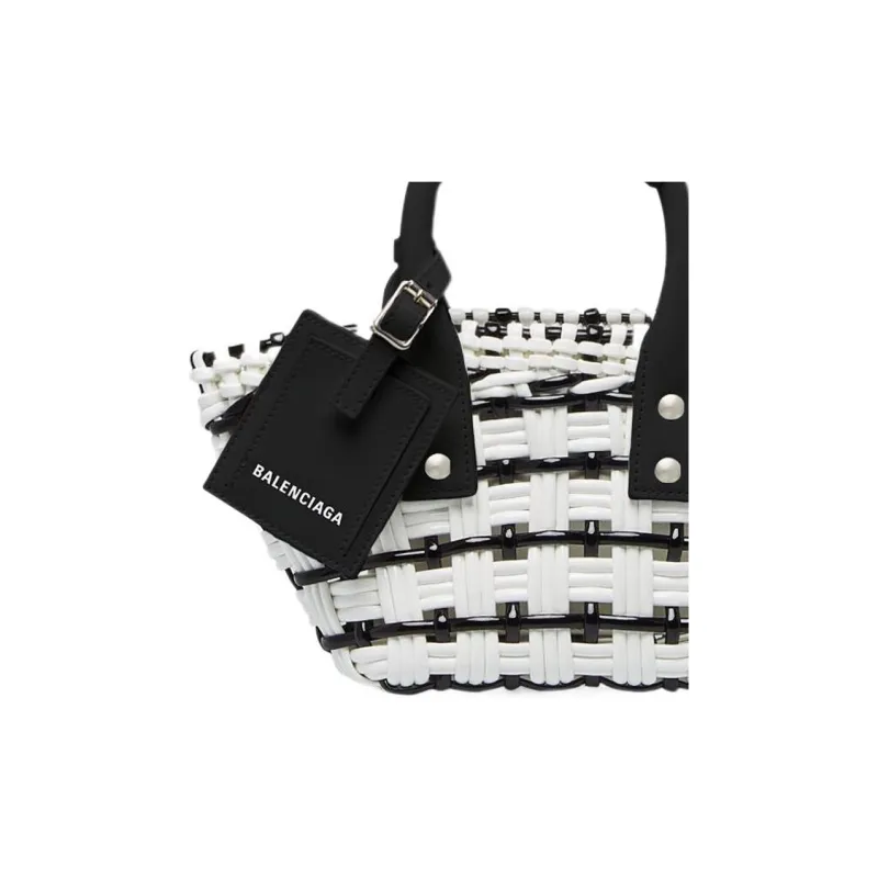 Balenciaga Cow Leather Handbag, Shoulder Bag, Crossbody Bag Women's Black White-5