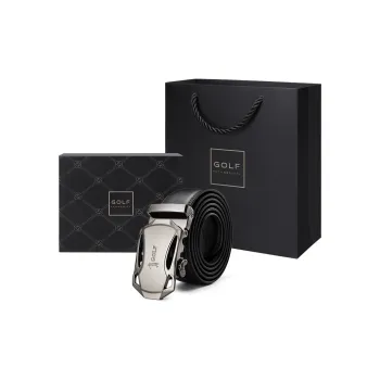 GOLF Cow Split Leather Automatic Buckle Belt Men's Black 3.5cm