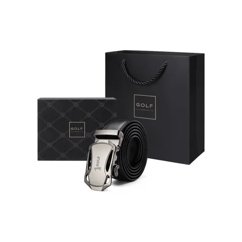 GOLF Cow Split Leather Automatic Buckle Belt Men's Black 3.5cm