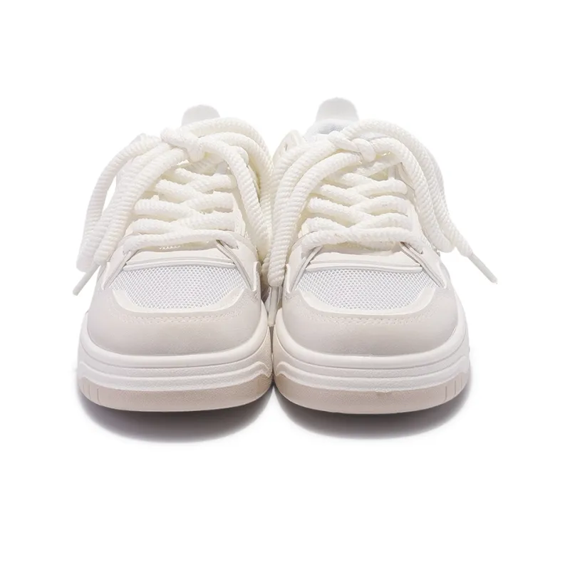 Miss Zhang Cushioned Anti Slip Wear Resistant Lightweight Height Increasing Low Top Casual Shoes Women's White Khaki-4