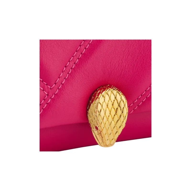 BVLGARI Serpenti Cabochon Calfskin Shoulder Bag, Crossbody Bag Mini Women's Pink-4