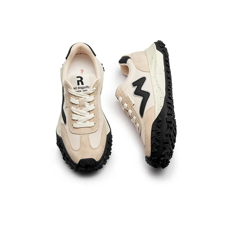 RED DRAGONFLY Casual Shoes Women's Low Top Beige Black/Rose Red/Apricot-2