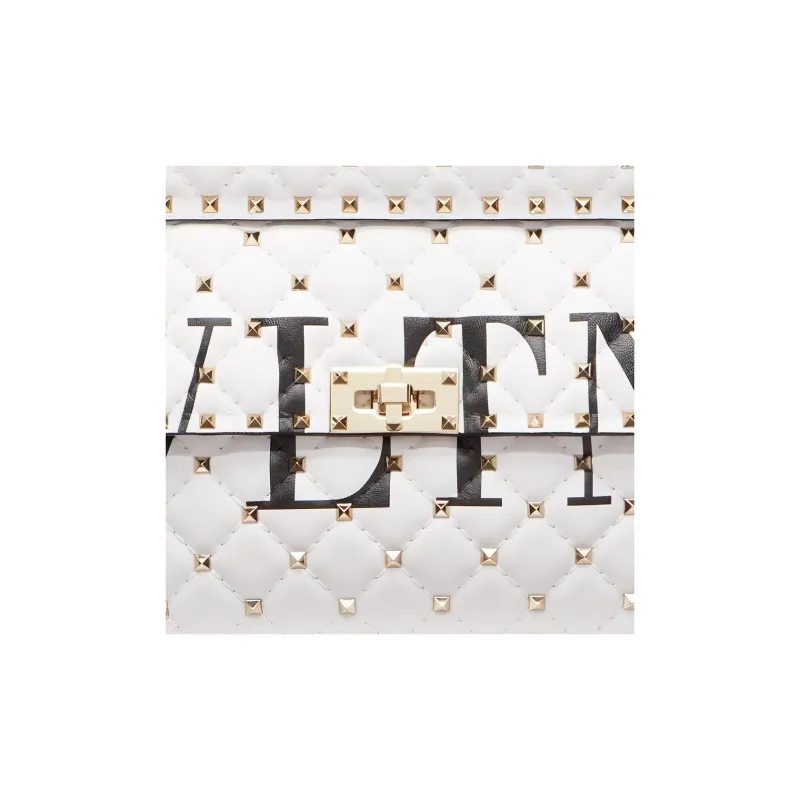 Valentino RockstudVLTN Leather Portable Crossbody Bag, Shoulder Bag Women's White-1
