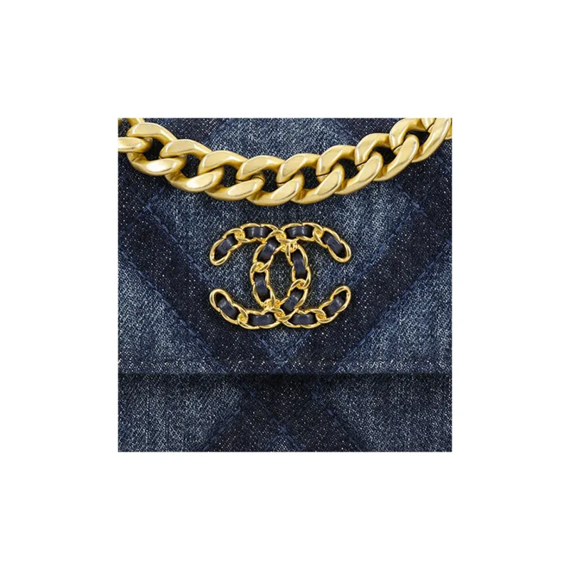 CHANEL 19Bag Denim Shoulder Bag, Crossbody Bag Women's Washed Blue-4