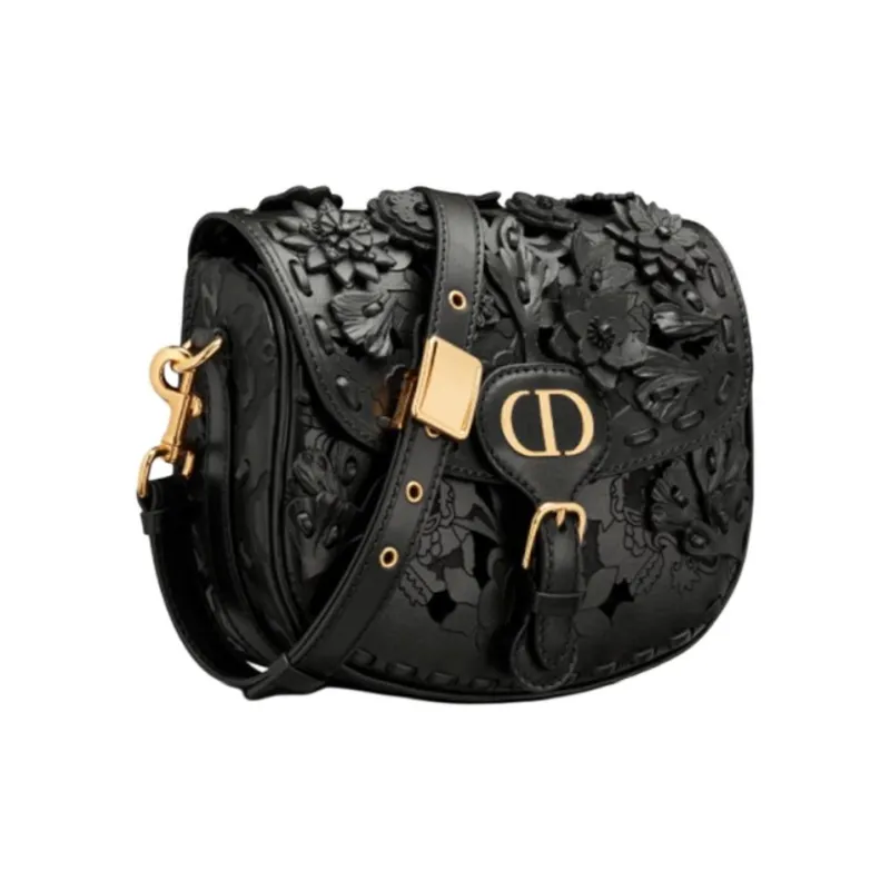 DIOR Cow Leather Shoulder Bag Women's Black-1