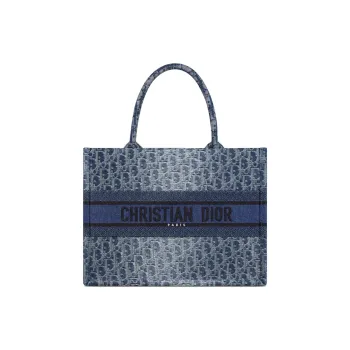 DIOR Embroidery Tote Bag, Shopping Bag, Handbag Medium Size Women's Gradient Blue