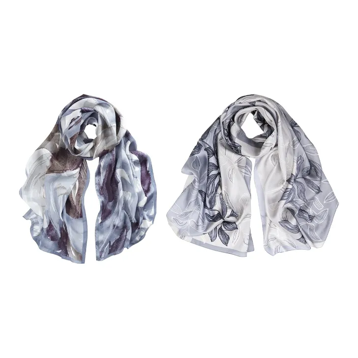 MARJAKURKI Silk Scarf 'Lively Spring Water'+'Peaceful Oasis' Greeting Card Women's-20