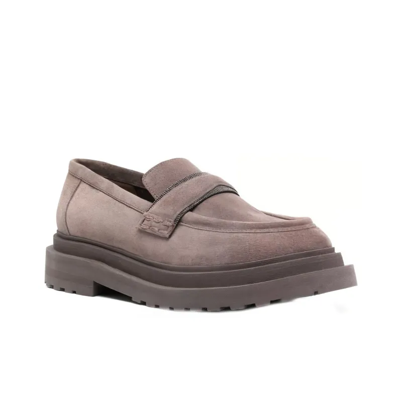 Brunello Cucinelli Slip on Suede Leather Loafers Women's-2