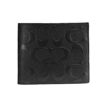 COACH 3 IN 1 Wallet Signature Leather Wallet Mini Men's Black