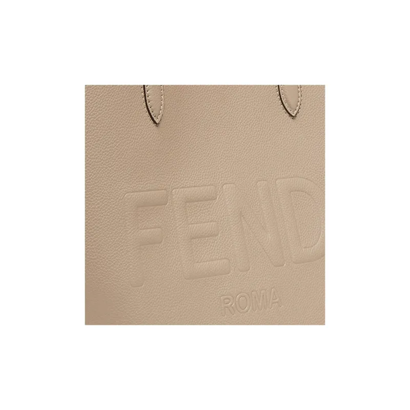 FENDI ROMA Calfskin Tote Bag Shopping Bag Handbag Regular Men's Beige-4