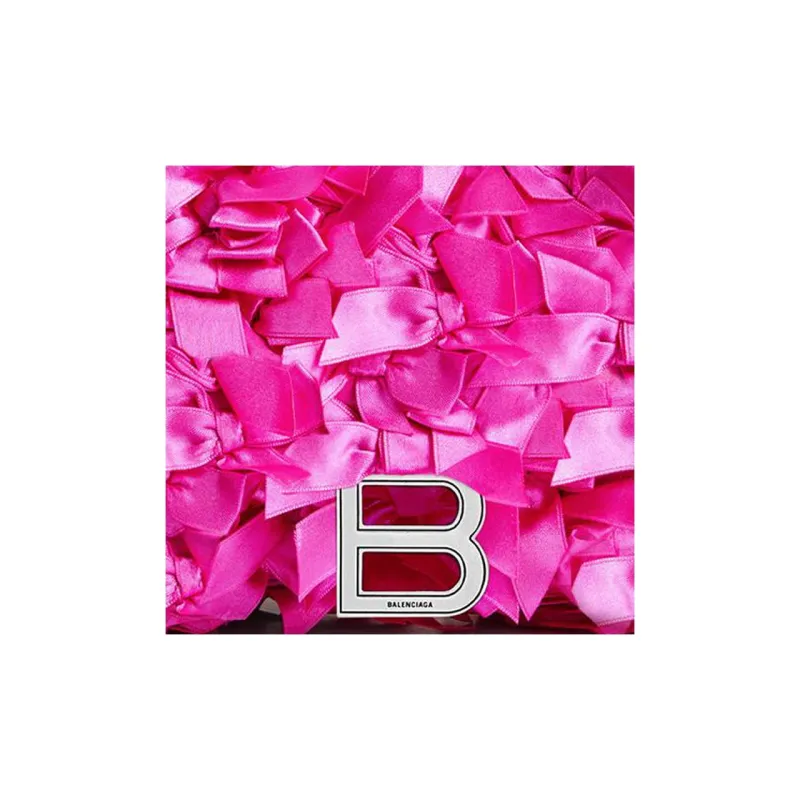 Balenciaga Hourglass Sheepskin Fabric Shoulder Bag Crossbody Bag Handbag Extra Small Women's Pink-5
