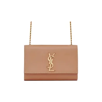 SAINT LAURENT KATE Leather Shoulder Bag Crossbody Bag Small Size Women's Brown Gold/Brown Yellow