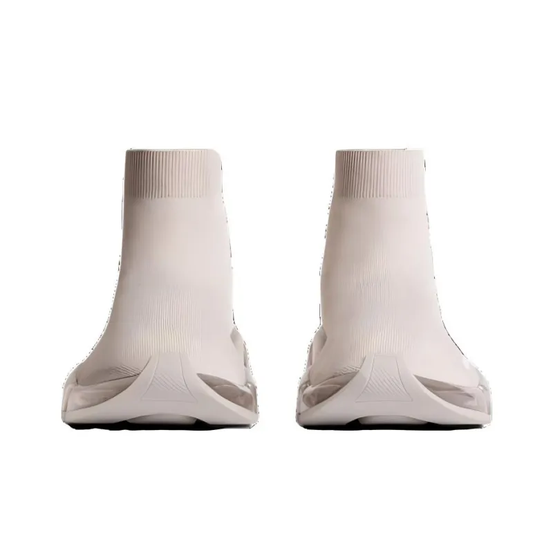 Balenciaga Speed 2.0 High-Top Casual Shoes Men's Light Beige-4