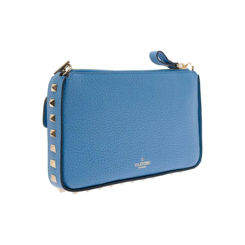 Valentino Rockstud Calfskin Shoulder Bag Crossbody Bag Mini Women's Blue-3