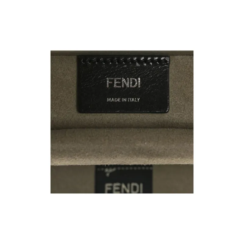 FENDI BaguetteTrunk Calfskin Leather Box Bag Baguette Bag Shoulder Bag Crossbody Bag Mini Men's Black/Yellow-6