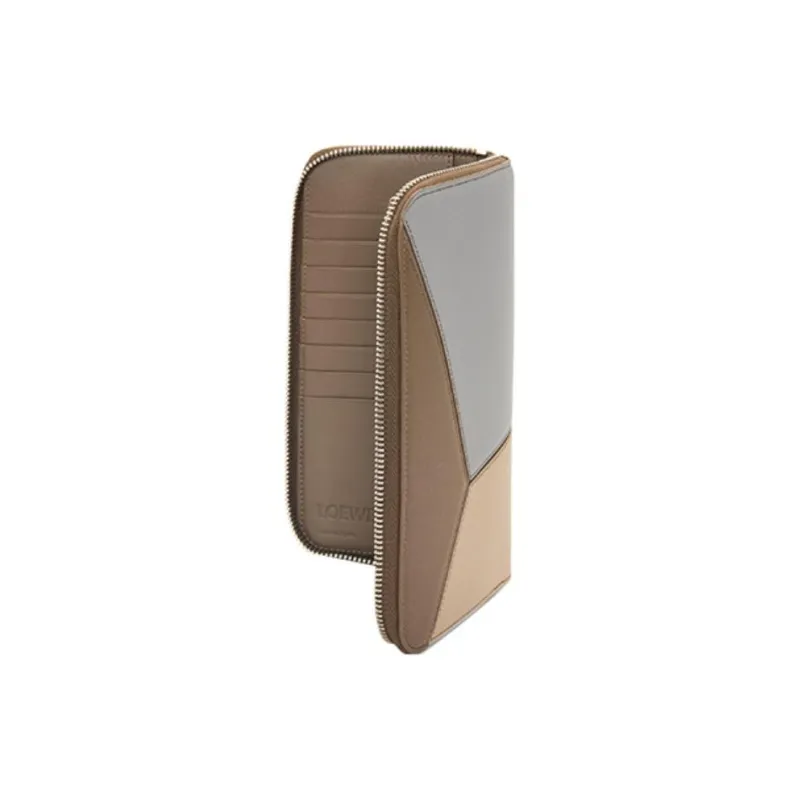 LOEWE Puzzle Classic Calfskin Wallet Women's Asphalt Gray/Winter Brown-2