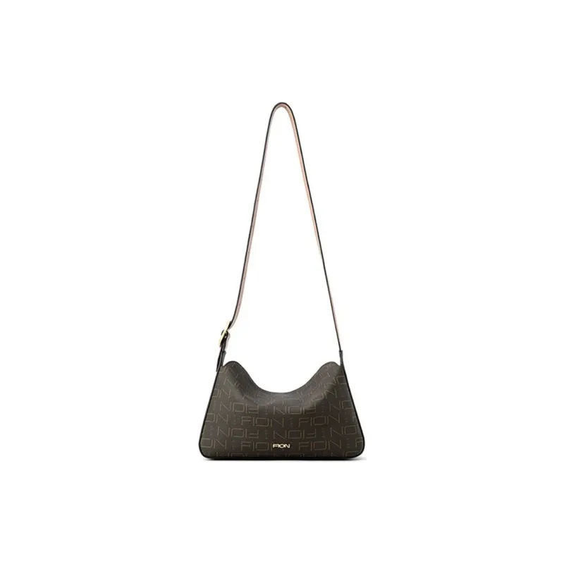 FION Canvas Canvas Shoulder Bag Women's Coffee & Tea-3
