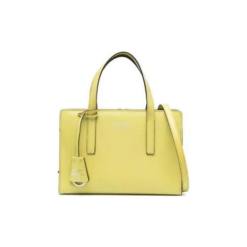 PRADA Leather Shoulder Bag Crossbody Bag Handbag Mini Women's Yellow