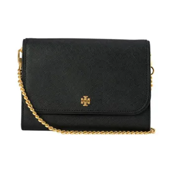 TORY BURCH Emerson Calfskin With Leather Small Square Bag, Wallet, Shoulder Bag, Crossbody Bag Regular Women's Black
