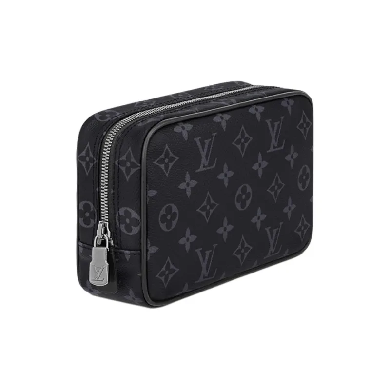 LOUIS VUITTON Coated Canvas With Leather Trim Toiletry Bag Trumpets Men's Black-1