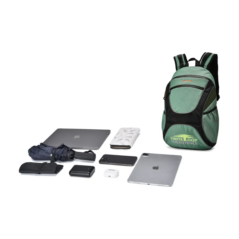 FINITE LOOP Bottle Eco Friendly Cloth Backpack Regular Unisex Green-4