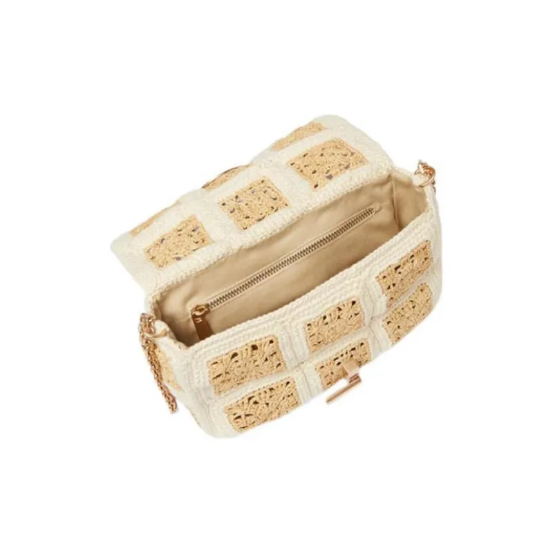 Vanessa Bruno Raffia Crossbody Bag Shoulder Bag Small Size Women's White Beige-1