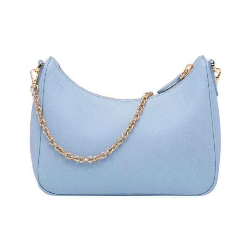 PRADA Re-Edition Saffiano Leather Nylon Crossbody Bag Shoulder Bag Women's Light Blue-2
