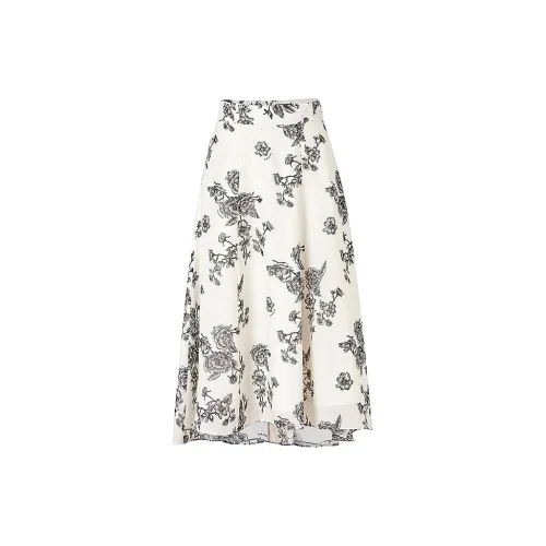 BADINA Casual Long Skirts Women's Black/White Floral