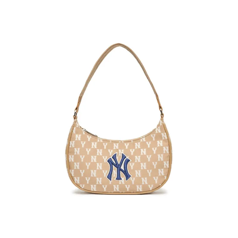 MLB Monogram Collection Artificial Leather Polyester Shoulder Bag Mahjong Pochette Women's Cream Latte-0