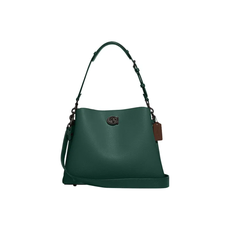 COACH Willow Glossy Pebbled Leather Portable Crossbody Bag Shoulder Bag Women's Green-0