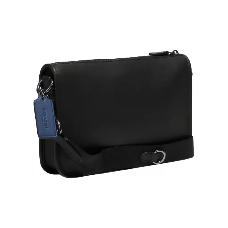 COACH Heritage Cow Leather Combo Bag Crossbody Bag Medium Size Unisex Black & Green & Blue-1