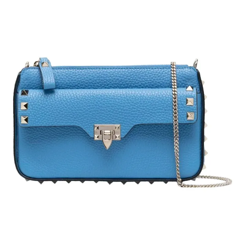 Valentino Rockstud Calfskin Shoulder Bag Crossbody Bag Mini Women's Blue-1