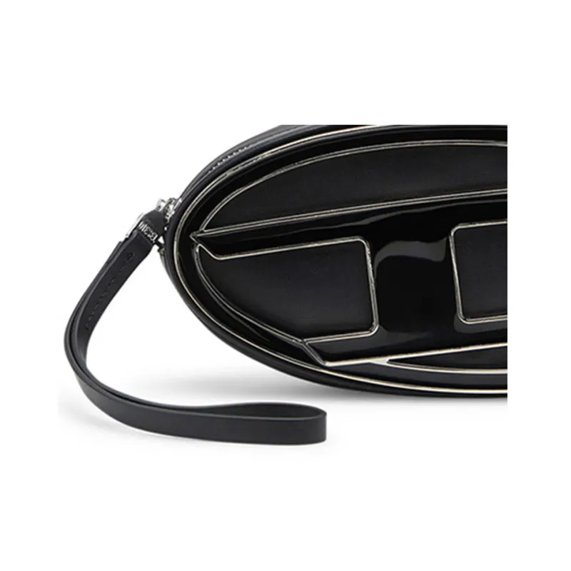 DIESEL Cow Leather Wrist Bag Clutch Shoulder Bag Crossbody Bag Small Size Women's Black-4