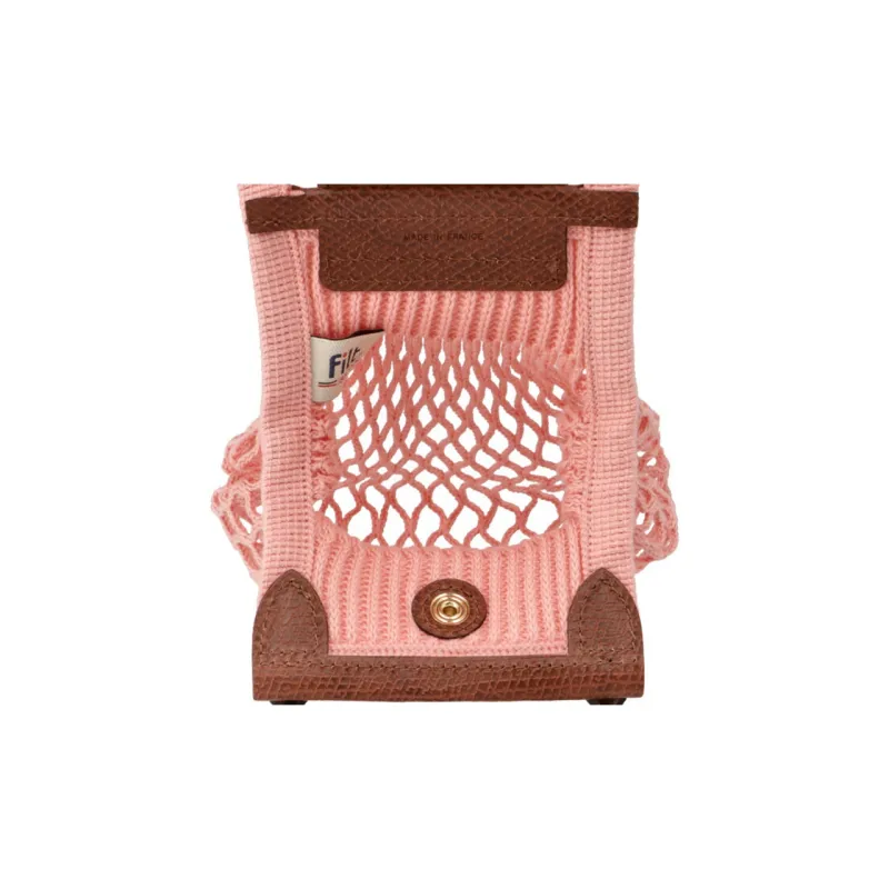 LONGCHAMP Le Pliage Filet Canvas With Leather Handbag With Mesh Pocket Crossbody Bag Shoulder Bag Regular Women's Pink-4