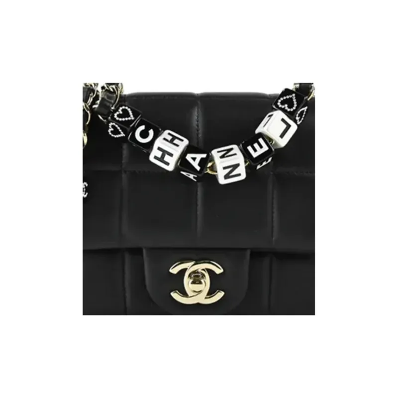 CHANEL 23C Early Spring Lambskin Flap Bag, Crossbody Bag, Shoulder Bag Women's Black-5