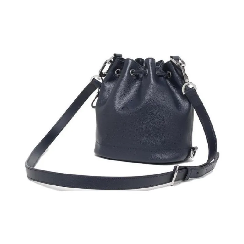 LONGCHAMP Le Foulonné Cow Leather Bucket Bags Crossbody Bag, Shoulder Bag Medium Size Women's Marine Blue-2