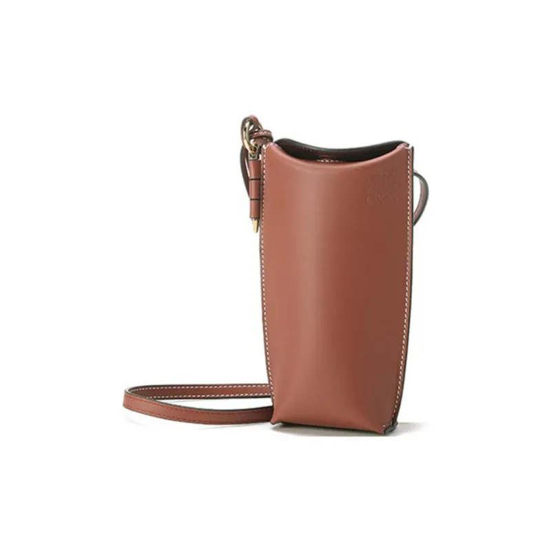 LOEWE Gate Pocket Cow Leather Shoulder Bag Regular Women's Rusty Red-2