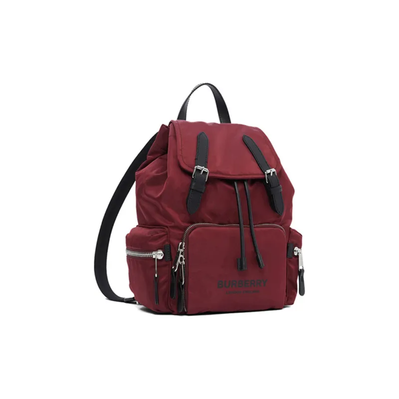 Burberry Nylon Fabric Backpack Women's Burgundy-1