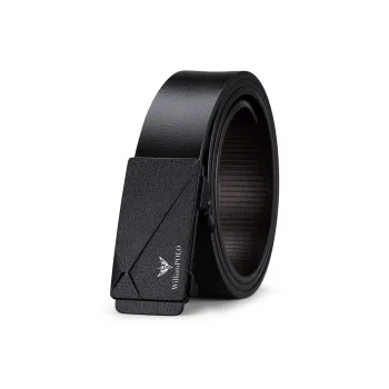 WilliamPOLO Cow Leather Leather Belts Men's Black Matte 3.4cm Wide