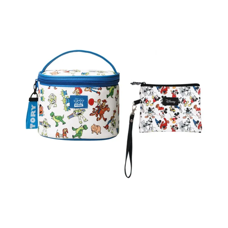 Disney Toy Story Collection Mickey Collection PVC Round Bucket Makeup Bag Portable Regular Unisex Gold/Pink/Blue-0