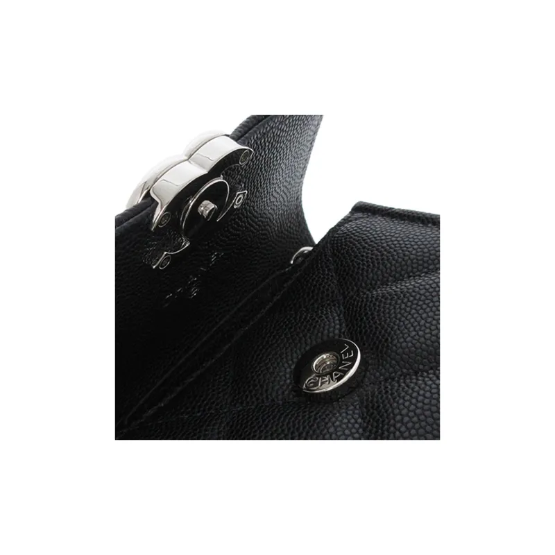 CHANEL Shiny Grain Embossed Caviar Calfskin Shoulder Bag, Crossbody Bag, Clutch Regular Women's Black-7